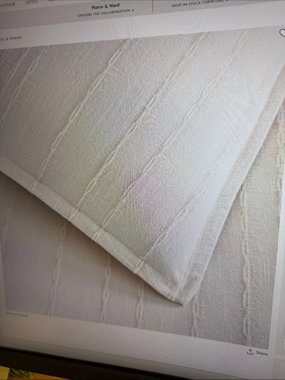 West Elm Reese Linen Cable-Knit Pillow Shams and Duvin Sand - sz:king